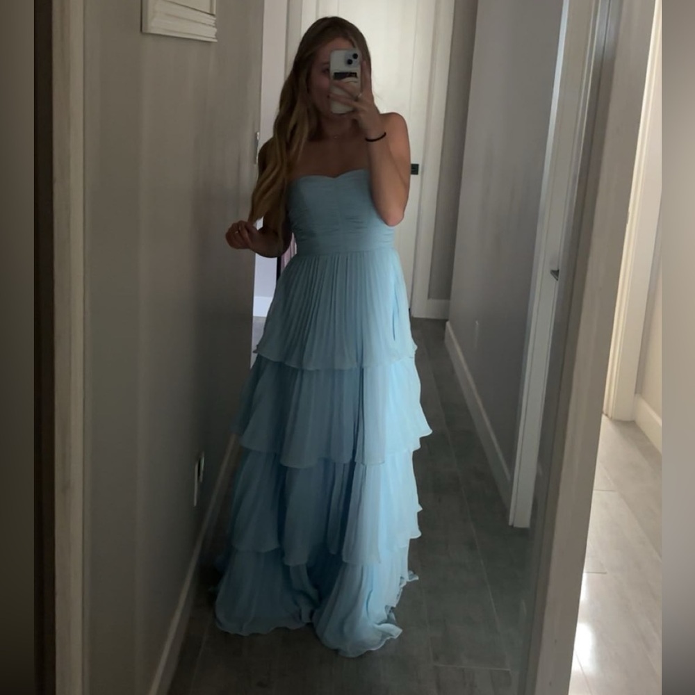 brand new - blue - tiered - pleated - bridesmaid dress